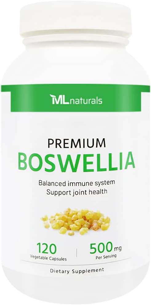 ML Naturals Premium Boswellia, 120 capsules végétales (65% d'acides boswelliques). Soutien conjoint sain. Non-OGM, NSF-Certifié et cGMP-Compliant