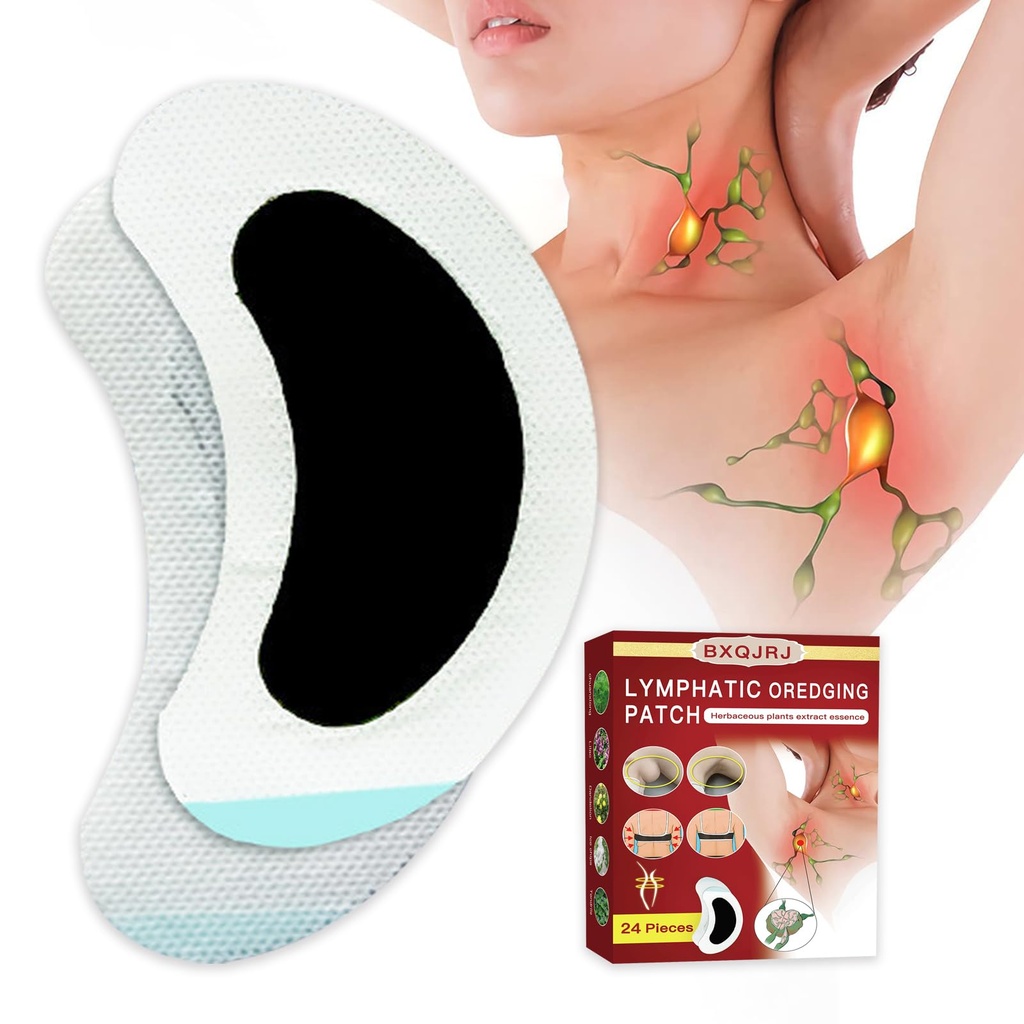 24Pcs/Box Patch de ganglions lymphatiques à base de plantes, Patch de drainage lymphatique, Patch de drainage lymphatique Herbal, Patch de ganglions lymphatiques à collier, Massage lymphatique pour hommes et femmes