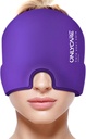ONLYCARE Migraine Relief Cap, Soothing Headache Hat, Upgraded Odorless Gel Ice Head Wrap, Hot and Cold Therapy, Headache Ice Pack for Tension and Stress(Purple)