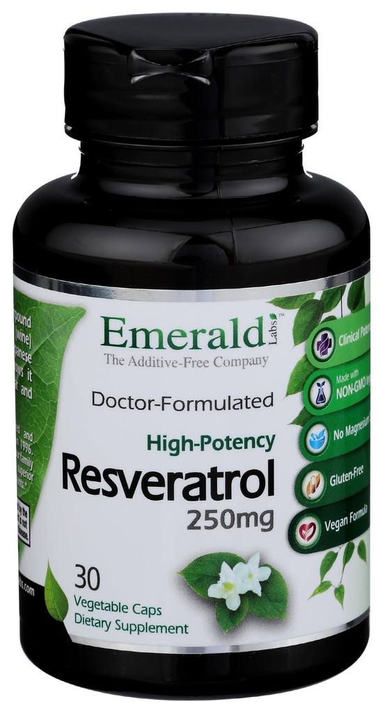 Emerald Labs Resveratrol - Supplément diététique avec Resveratrol pour support cellulaire et cardiovasculaire - 30 capsules végétales
