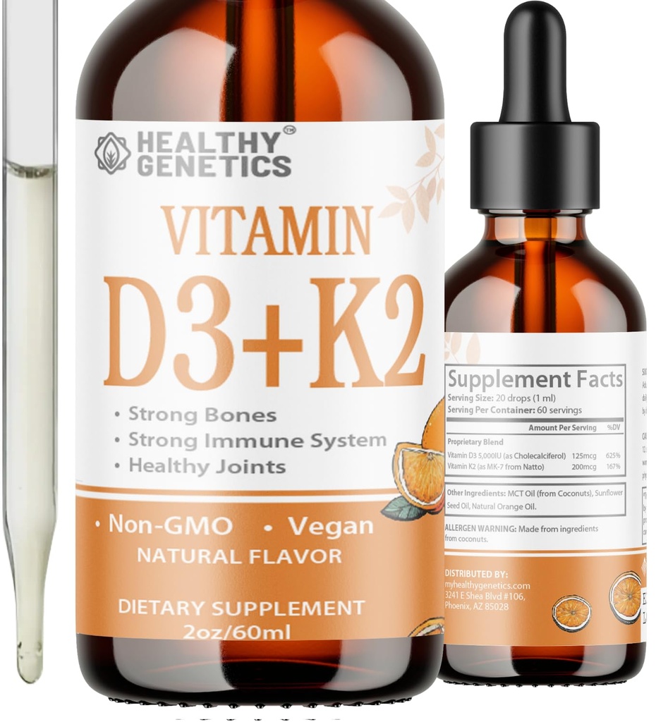 Vitamine liquide D3 K2 Plus Vitamine K2 MK-7.000UI Vitamine D gouttes liquides