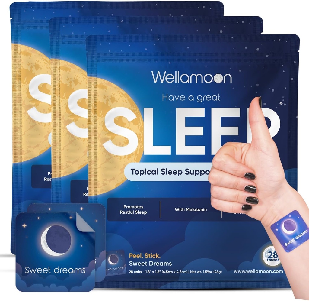 Wellamoon Original Sleep Patches for Adults Extra Strength | Sleep Patch with Melatonin & Valerian | Skin-Friendly & Cruelty-Free | Long-Lasting Night Comfort for Men & Women | Pack of 3 x 28 Patches