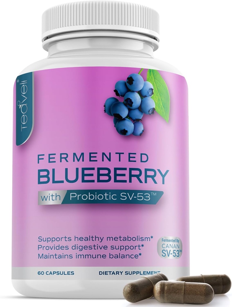 Supplément de bleuets probiotiques avec myrtilles sauvages– 1000 mg/Serveur avec des polyphénols et des anthocyanes puissants– 60 capsules