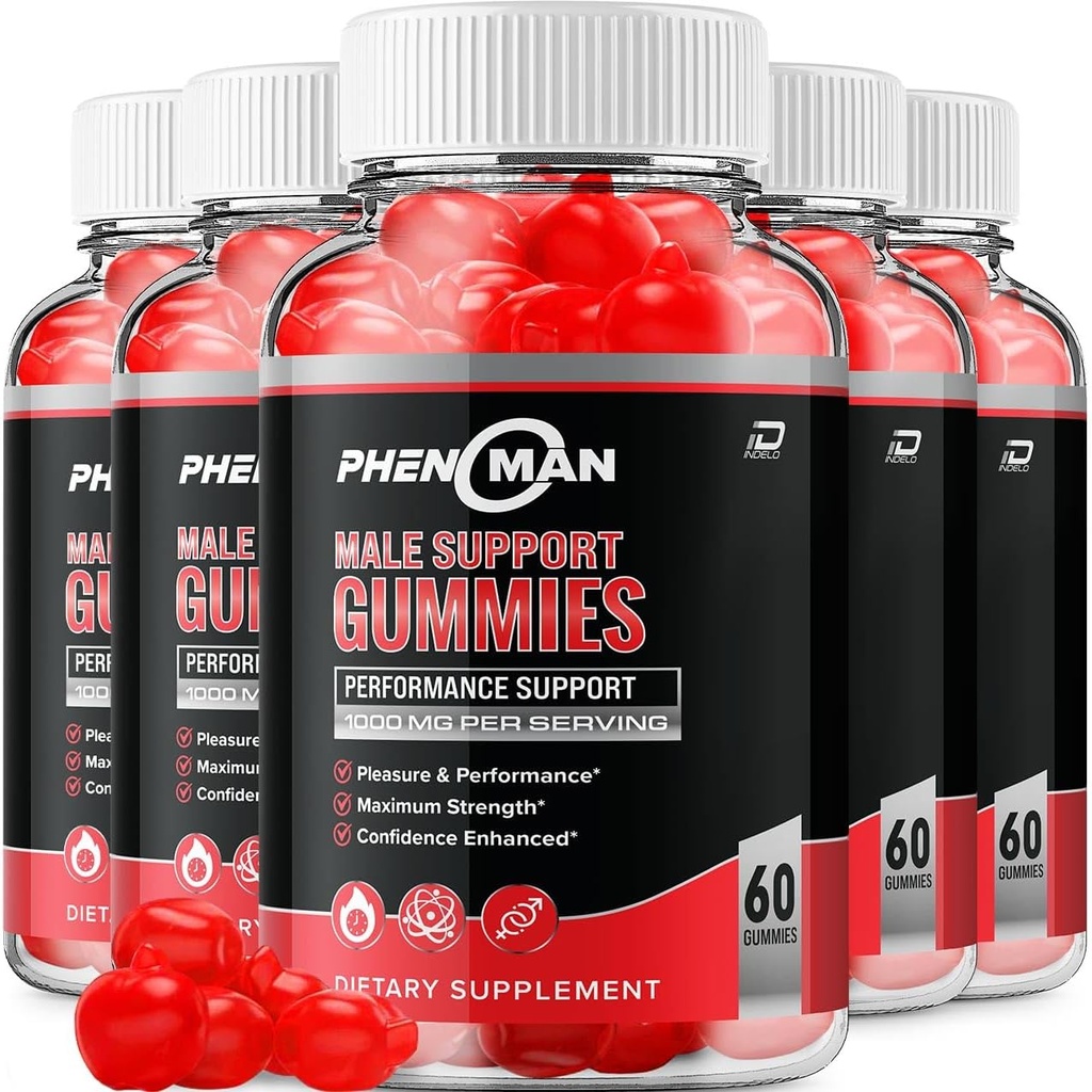 Phénoman pour les hommes Gummies – Phéno Man Max Performance, Phénoman Formule avancée, Supplément naturel extra-fort pour la croissance musculaire et le soutien de la santé globale et critiques (5 Pack – 300 Gummies)