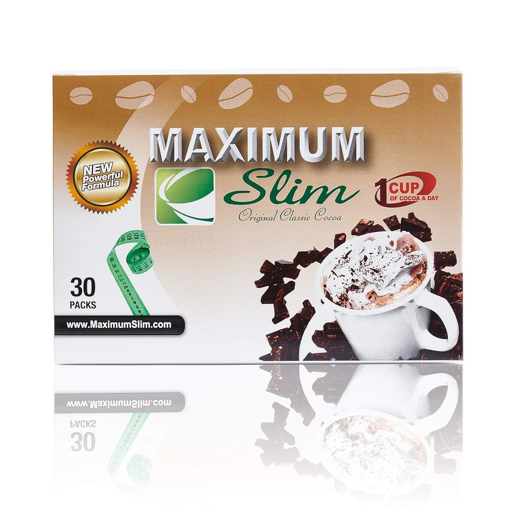 Maximum Slim Premium Instant Cacao – Crémeux, Délicieux formule 4-en-1 avec des extraits naturels à base de plantes pour l'énergie et la vitalité, la satisfaction maximale et le goût.