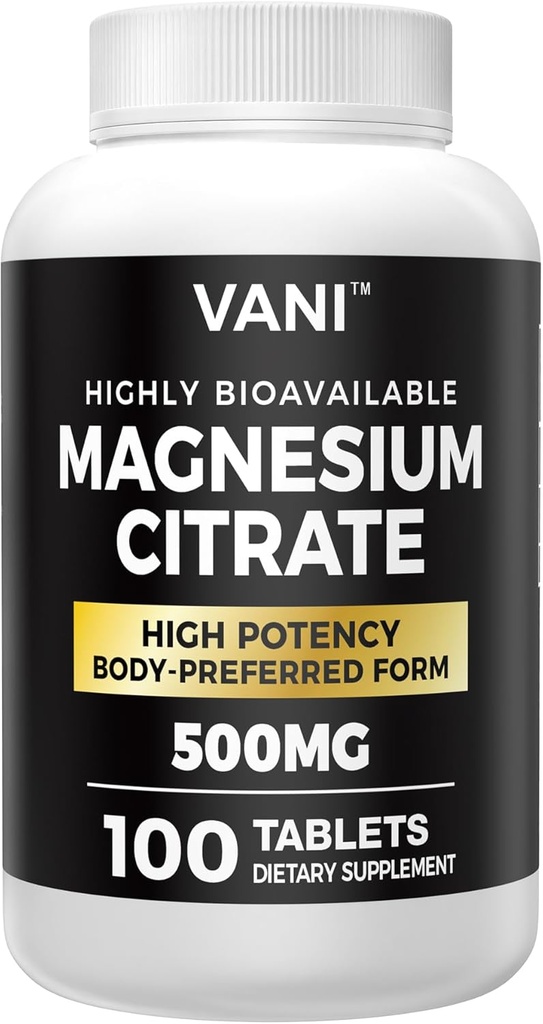 Citrate de magnésium 500MG 100 Comprimés- Vegan Safe, haute absorption