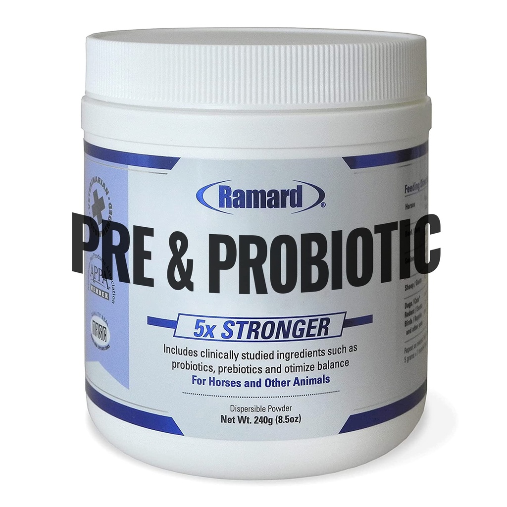 Ramard Total Formule d'équidés prébiotiques et probiotiques - Supplément digestif naturel pour chevaux Santé optimale Gut, Absorption nutritive, Soutien foal Pro et prébiétique pour les animaux et les chevaux 8,5 oz Jar