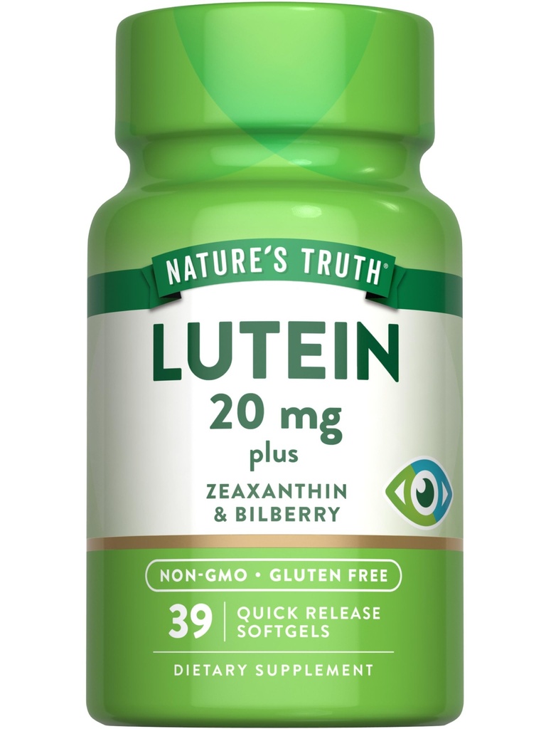 La vérité de la nature Lutéine et Zeaxanthin 20 mg 39 Softgels avec Bilberry