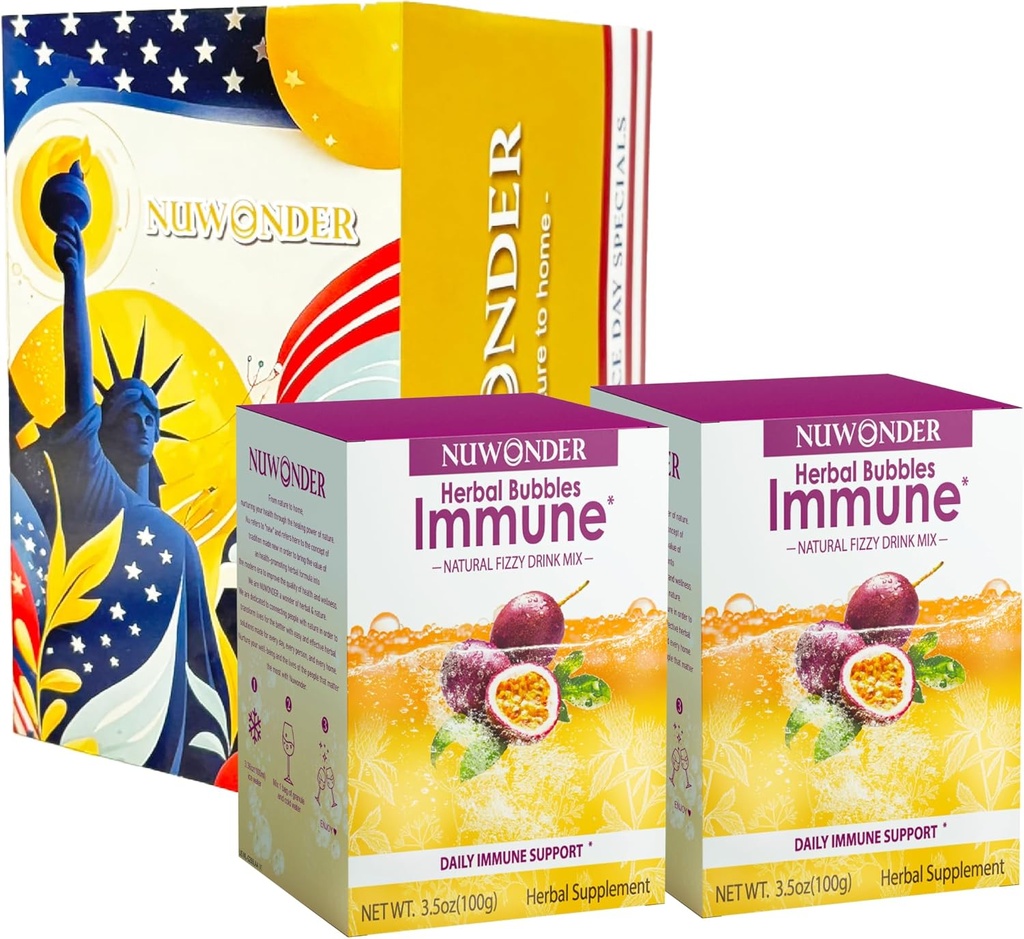 Immune Booster Fizzy Drink Mix Herbal Supplement Made with Astragalus, Ginger, Jujube, Atractylodes, Passion Fruit, No Artificial, 10packs (2 Boxes)