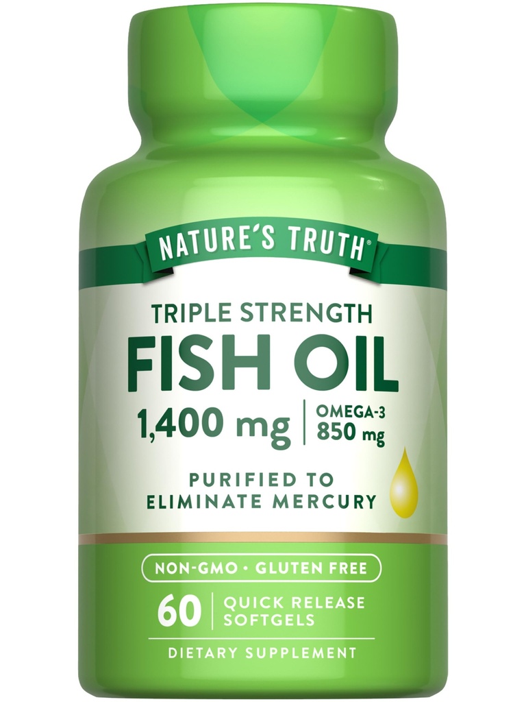 Nature's Truth Triple Strength Fish Oil Softgels (en anglais seulement) 1400 mg 60 Comte (en anglais seulement) Omega actif 3