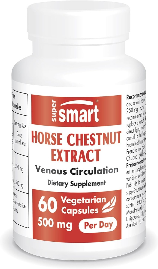 Supersmart - Extrait de Châtaigne de Cheval 500mg par jour (haute résistance) - Supplément d'Aescine 20%