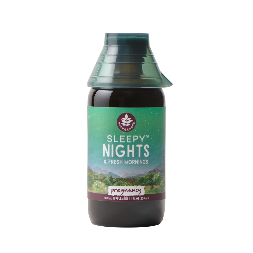 WishJarden Herbs Sleepy Nights for Grossesse - Plant-Based Herbal Sleep Aid sans danger pour les mères enceintes, Teinture de sommeil biologique avec camomille et scullcap soutient le sommeil reposant sans mélatonine, 4oz