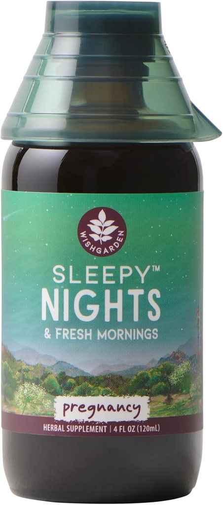 WishJarden Herbs Sleepy Nights for Grossesse - Plant-Based Herbal Sleep Aid sans danger pour les mères enceintes, Teinture de sommeil biologique avec camomille et scullcap soutient le sommeil reposant sans mélatonine, 4oz