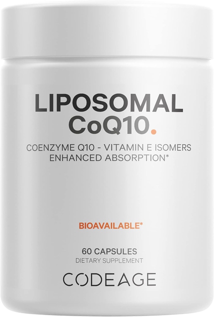Codeage Supplément CoQ10 liposomique - 125 mg Coenzyme Q10 avec isomères de vitamine E Tocophérols - 2 mois d'approvisionnement - 1 Capsule par portion - Livraison liposomique - Vegan, non-OGM, sans gluten - 60 Capsules