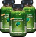 Irwin Naturals Les hommes vivent vert liquide-gel multi - 70 nutriments essentiels, vitamines à spectrum complet, mélange de nourriture entier - ciblé Adrénal et soutien du cerveau - 120 softgels liquides (paquet de 3)