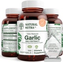 Supplément naturel d'huile d'ail sans odorat Nutra, pilules organiques pour stimuler la santé cardiaque et de la peau, améliorer le système immunitaire, réduire les problèmes cycliques, maintenir l'huile de graisse corporelle, Allium Sativaum 500mg,100 Softgels