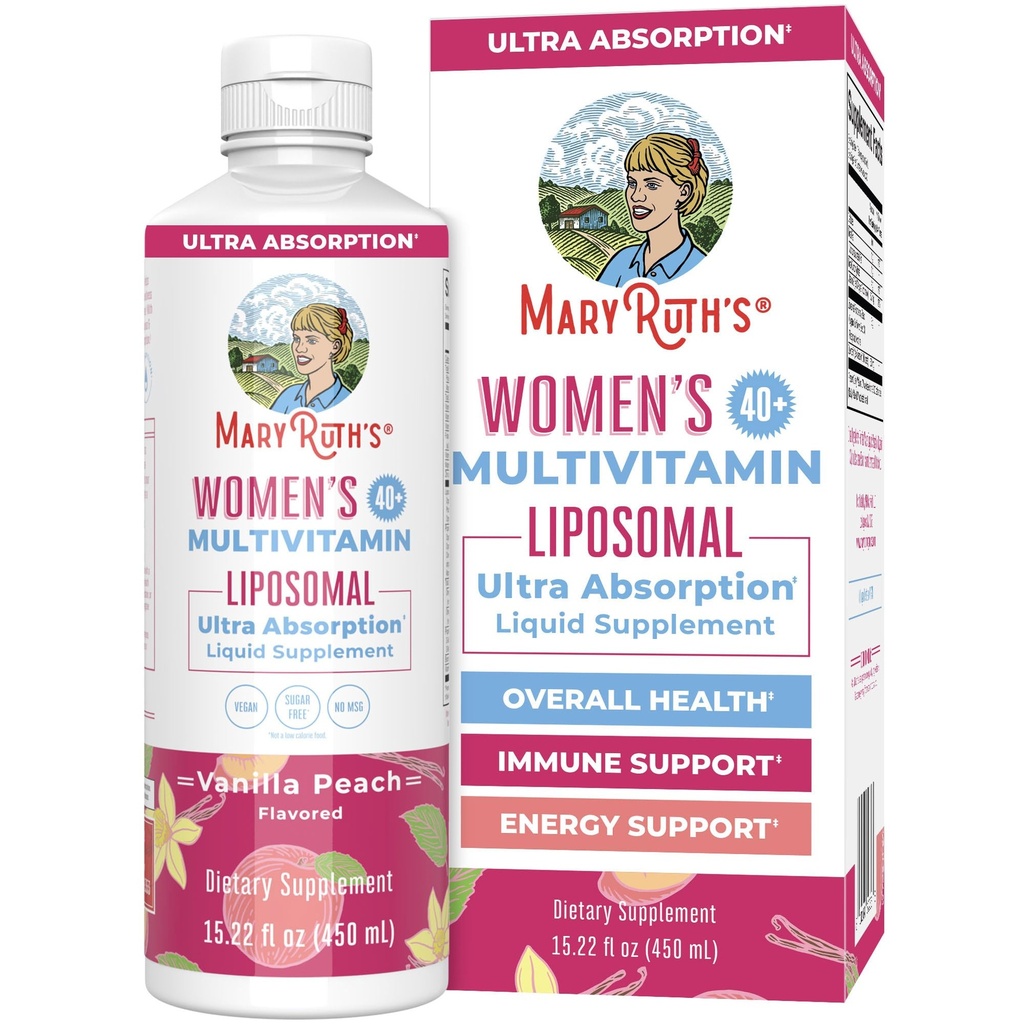 MaryRuth Organics Multivitamine pour les femmes 40+, Femmes Multivitamine Liposomale, Supplément de soutien immunitaire, Suppléments d'énergie et aide au sommeil, Vegan, Sans sucre, Non-OGM, 15.22 Fl Oz