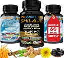 60 jours d'approvisionnement de la mousse de mer et du bundle Shilajit pour les hommes All-in-1 Vitalité dynamique Bundled Seamoss Huile de graine noire Ashwagandha Root Delicately Prepared for you to Raintain & Regain Strength