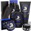 Bossman Complete Beard Kit – Jelly d'huile de barbe pour hommes, Climatiseur de douche fortifiant, Baume, Mustache Wax & Comb – Softener & Grooming Care – Ensemble Cadeau Homme (Royal Oud Scent)