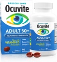 Ocuvite 50+ Eye Vitamin & Mineral Supplement, Multivitamin for Vision & Ocular Health with Omega-3, Zinc, Vitamins C & E, Lutein & Zeaxanthin, Zinc Supplements for Women and Men, 90 Softgels
