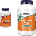 MAINTENANT Suppléments, vitamine C-1 000 avec HIPS de rose, libération prolongée, protection antioxydante*, 250 comprimés et suppléments, magnésium 400 mg, fonction enzymatique*, support du système nerveux*, 180 gélules