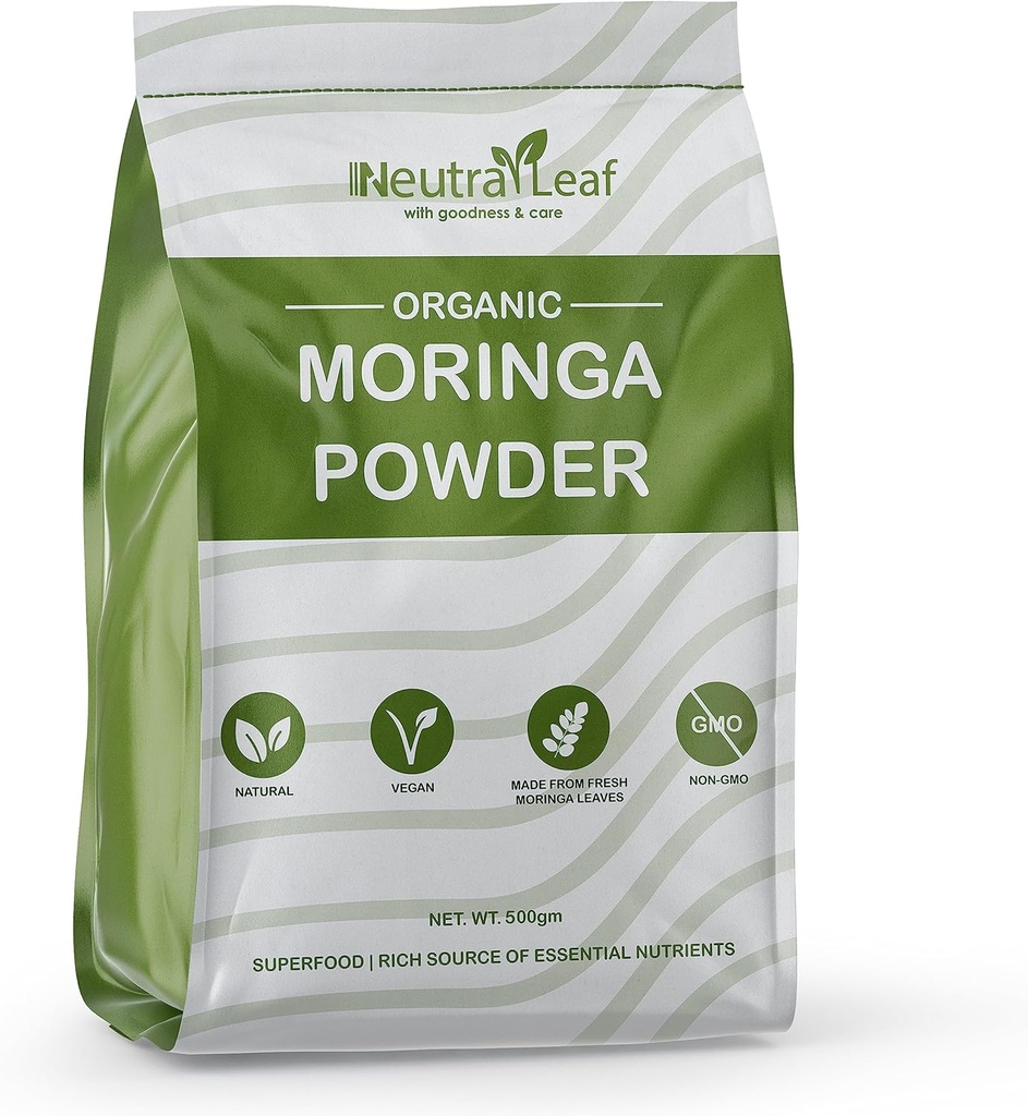 Organic Moringa Powder 500g | Boosts Immunity & Metabolism | Helps to Get Slim | Multivitamin | Antioxidant | Good for Hair & Skin | Resealable Bag