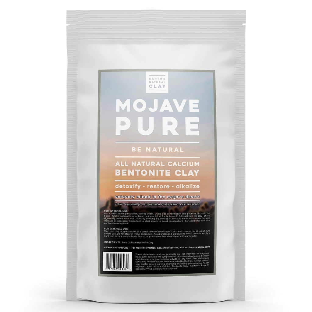 Calcium Bentonite Clay Powder | for Internal and External Use | 64oz | Pharmaceutical Grade Montmorillonite | by Earth's Natural Clay