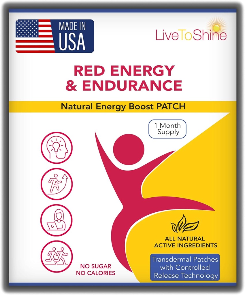Red Energy & Endurance Patch - Natural Energy - USA Made - 30 Patches