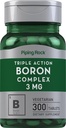 Piping Rock Boron Supplément pour les hommes et les femmes de 3mg de 300 comprimés Triple complexe de glycinate, Aspartate, Citrate, Végétarien, Non-OGM, Sans gluten