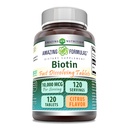Formules étonnantes Biotine 10 000 mcg.com Comprimés dissolvants rapides.com Supplément sans gluten.com Fabriqué aux États-Unis (Citrus)