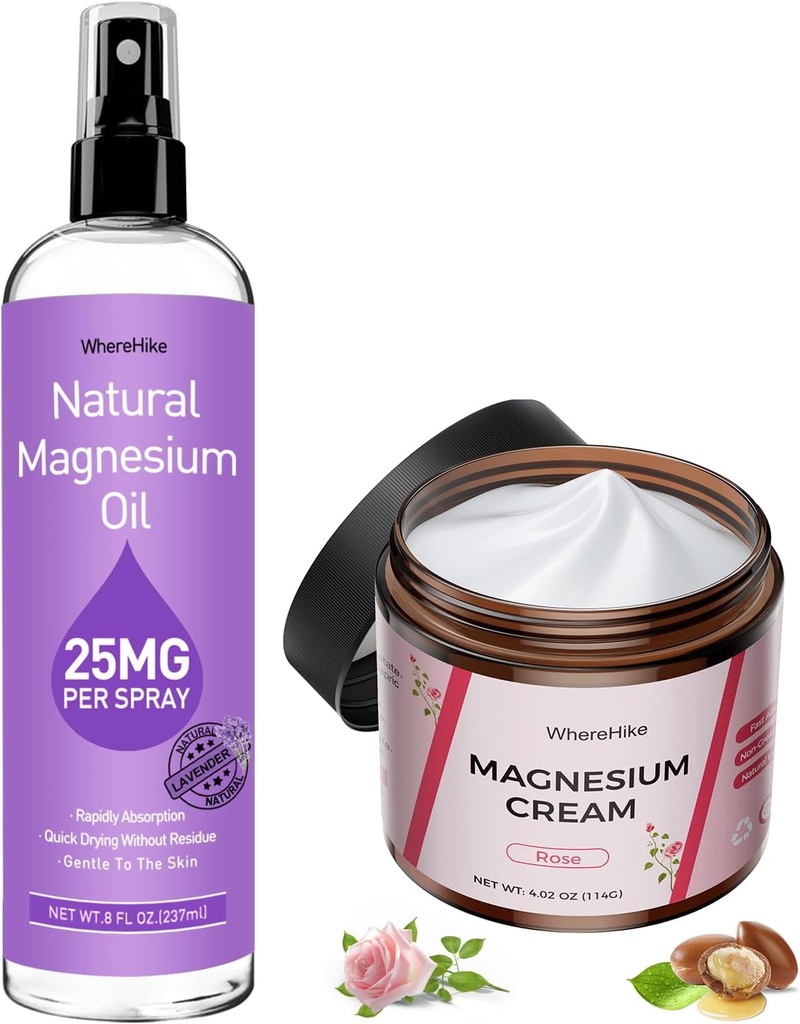 Crème de magnésium topique pour la douleur et le sommeil, Lotion de magnésium nocturne pour les crampes de jambes, Détente musculaire, Calme, Hydratation profonde pour le corps et le soin de la peau - Naturel et sûr pour les enfants.