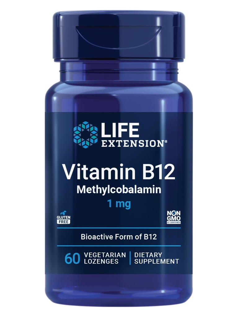 Prolongation de la durée de vie Vitamine B12 méthylcobalamine, Supplément de santé Nerve, Soutien cognitif, Vitamine énergétique, méthylcobalamine B12, 1 mg, Dissolution rapide, Végétarien, 60 losanges