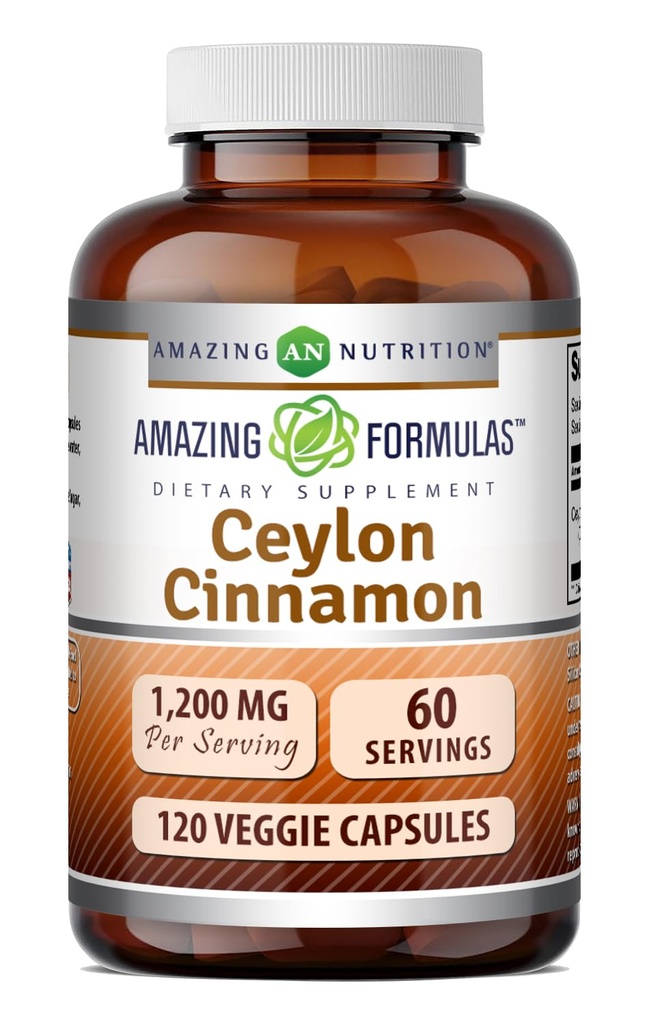 Formules étonnantes Ceylan Cinnamon 1200 Mg. Capsules végétariennes.
