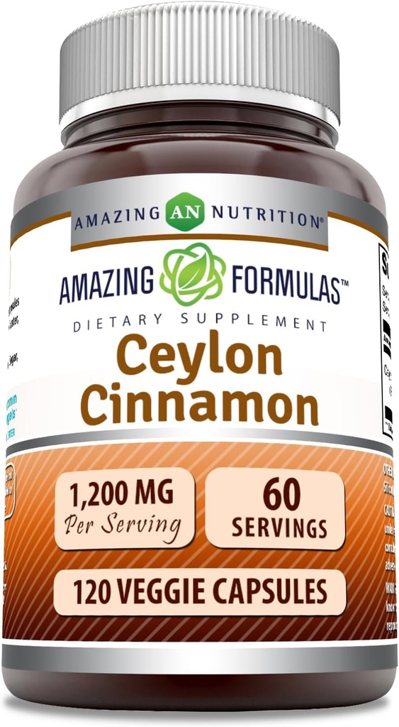 Formules étonnantes Ceylan Cinnamon 1200 Mg. Capsules végétariennes.
