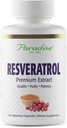 Resvératrol Paradise Herbes, Antioxydant, Super Potent, Ultra Pure, Vegan, Non OGM, Sans gluten, 60 Capsules végétariennes