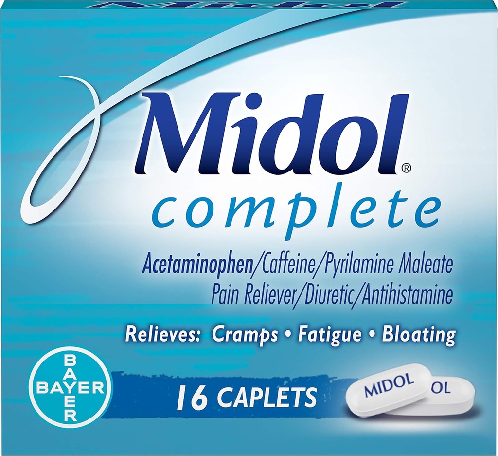Caplets complets Midol - 16 Caplets, boîte de 3