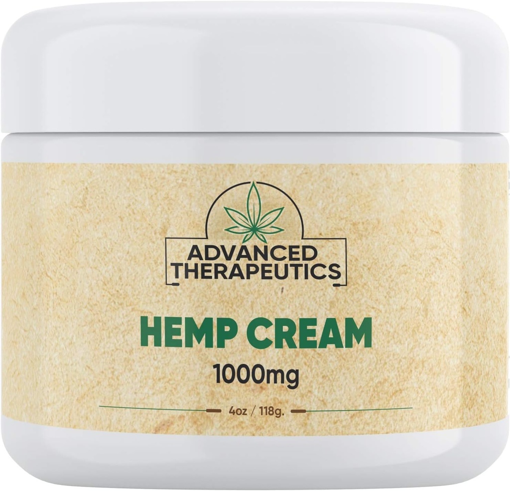 Thérapeutique avancée Crème de chanvre 1000Mg 4 Once Muscle et articulation avec le chanvre et l'arnica pour les muscles, les genoux, le cou et le bas du dos. Moins de confort Durée 24 heures