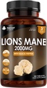 New Leaf Products Lions Mane Mushroom Extract Supplément 2000mg - 180 comprimés véganes à haute résistance avec poivre noir - (pas de poudre ou de capsules) Fabriqué au Royaume-Uni