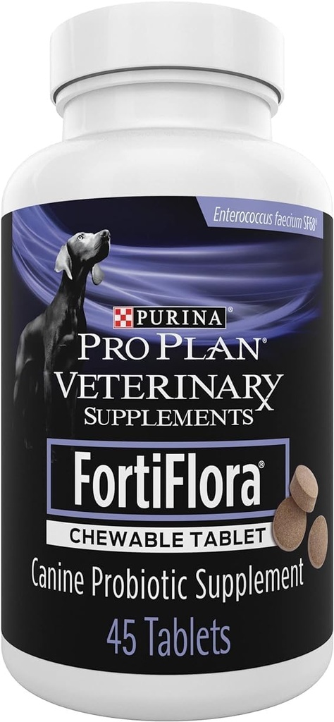 Purina Pro Plan Suppléments vétérinaires FortiFlora Suppléments probiotiques pour chiens à croquer Comprimés 45 ct.