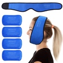 LotFancy Face Ice Pack Wrap pour TMJ, Sagesse Dents, avec 4 gels de thérapie à froid réutilisables, soulagement de la douleur pour la tête, chirurgie orale et faciale, implants dentaires, bleu