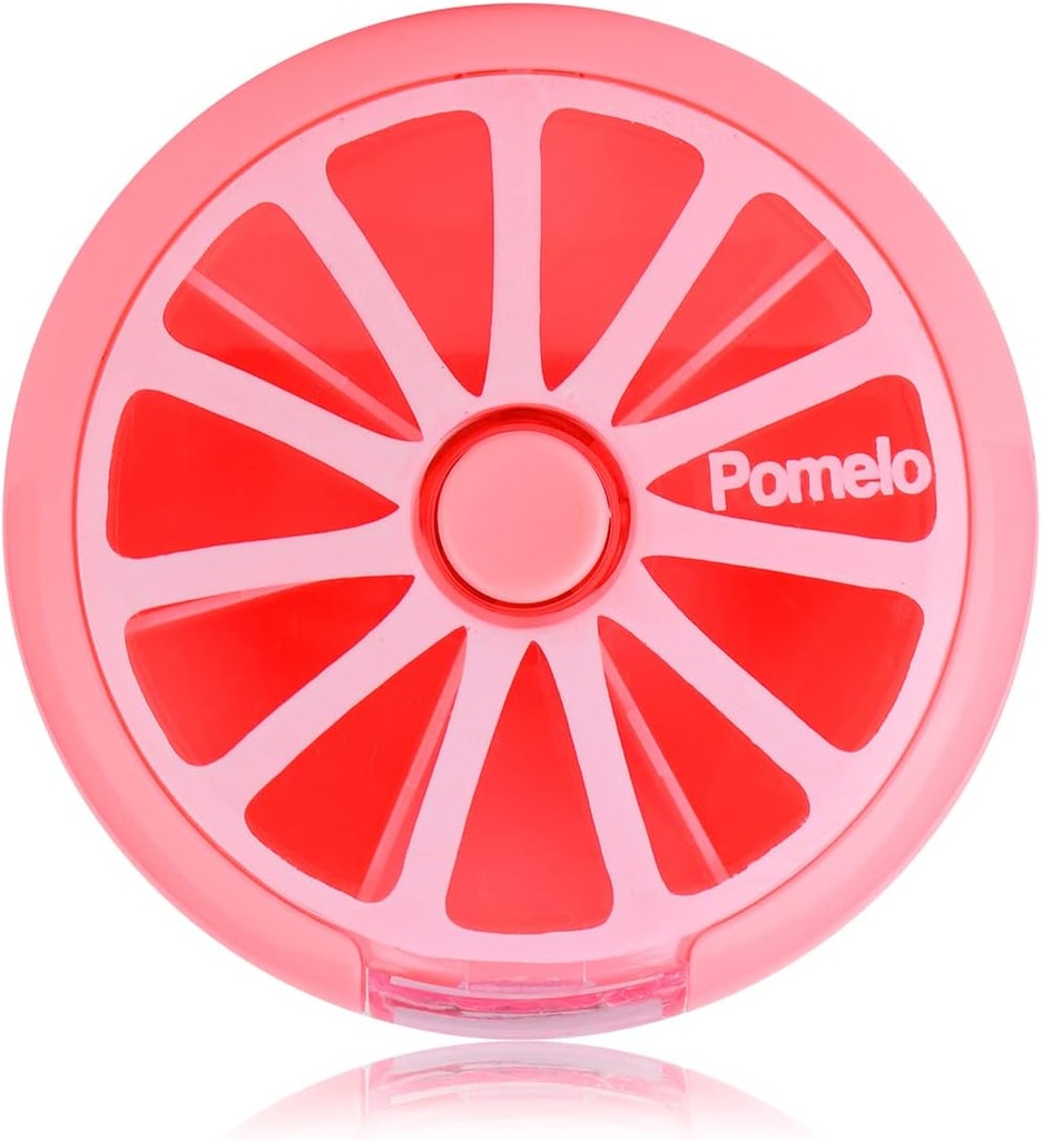 Creative Portable Mini 7 jours hebdomadaire forme circulaire Rotary Mute Fruit Style Pill Case (Pomelo)