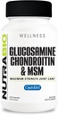 NutraBio Glucosamine Chondroïtine & Supplément OptiMSM, Formule de soutien des articulations - 120 Capsules (120 Nombre)