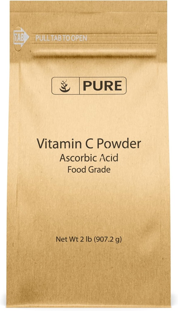 INGRÉDIENTS ORIGINAUX PURE Poudre de vitamine C (2 lb) Acide ascorbique, non OGM, supplément alimentaire