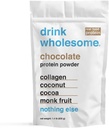 drink wholesome Chocolate Collagen Protein Powder | for Sensitive Stomachs | Gut Friendly | Additive & Dairy Free | No Artificial Sweeteners | No Bloating, Farts or Gas | No Constipation or Diarrhea