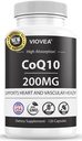CoQ10 - Fabriqué aux États-Unis, 120 Capsules, 200mg (4-Mois d'approvisionnement), Supplément de Coenzyme de haute absorption Q10 - Antioxydant pour la santé cardiaque, vasculaire et l'énergie Boost