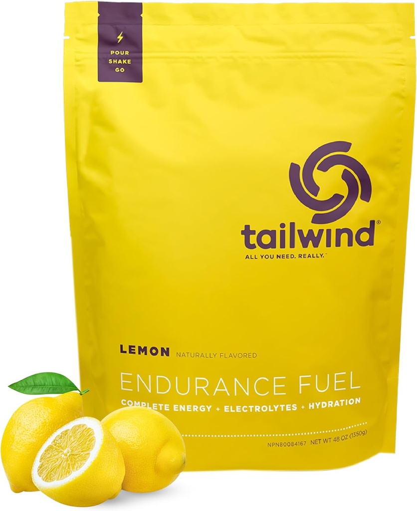 Tailwind Nutrition Endurance Carburant, glucides et électrolytes boissons sportives Mélange de poudre, sans gluten, végétalien, citron, 50 portions