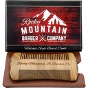 Peigne à barbe - Sandalwood Natural Hatchet Style pour cheveux - Anti-Static & No Snag, Brosse Contour à Dent Large et Fine Fabriquée à la main Best for Beard & Moustache with Carry Case Pouch