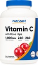 Vitamine C Nutricost avec Rose HIPS 1025mg, 240 Capsules - Vitamine C 1000mg, Rose HIPS 25mg, Premium, Non-OGM, Supplément sans gluten
