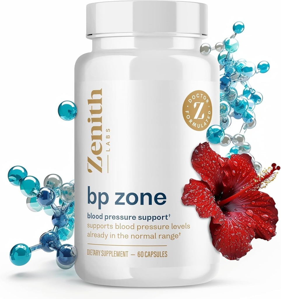 Zenith Labs Zone BP - Supplément de flux sanguin naturel - Pilules d'extraits d'herbes - Formule avancée avec Crocus de Safran, Hibiscus, Ail, CoQ10 et Magnésium