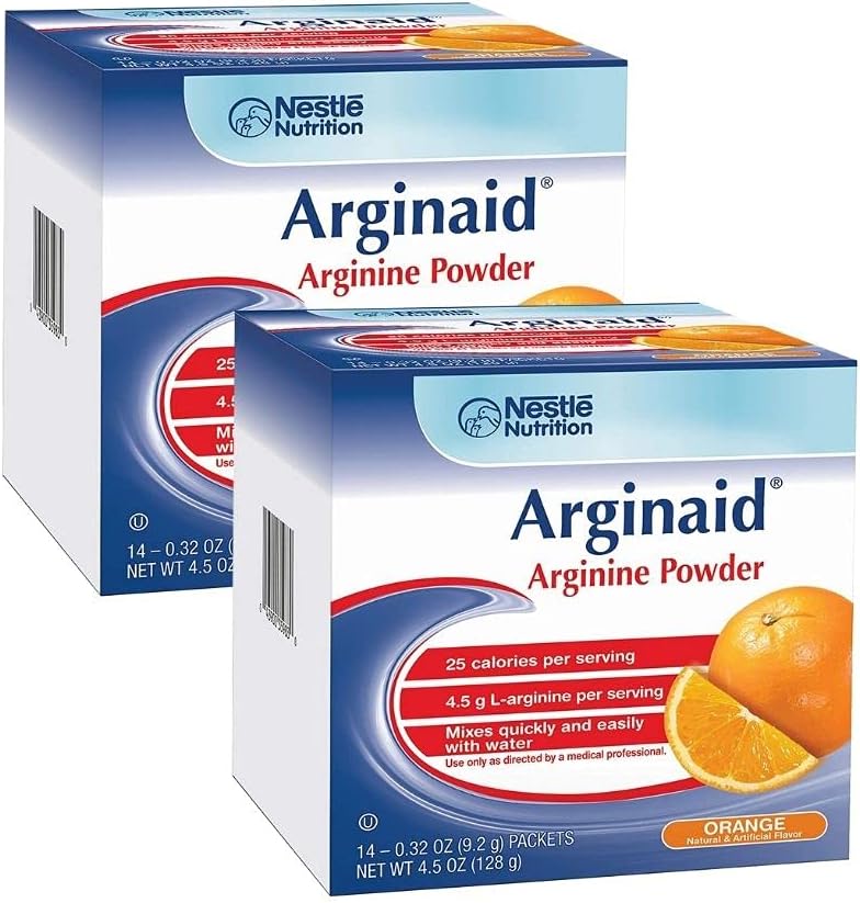 Arginaid Arginine en poudre mélange, orange - Besoins nutritionnels pour les soins des plaies - 0,32 OZ Packets (14 CT/paquet) (paquet de 2)